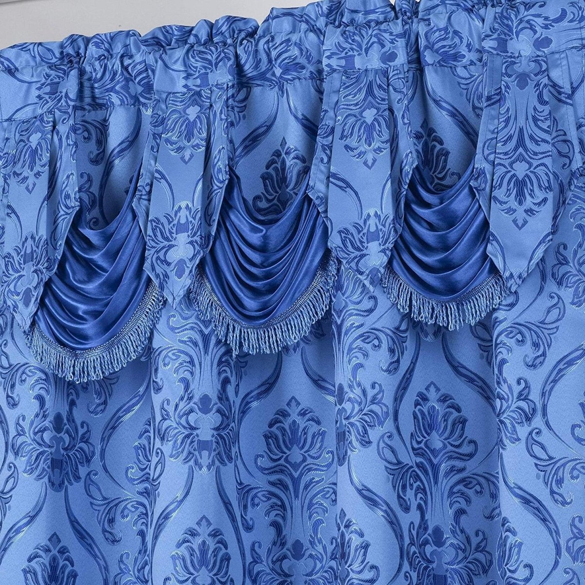 6 Piece Drape Set with Attached Valance and Sheer with 2 Tie Backs - Anna's Linens