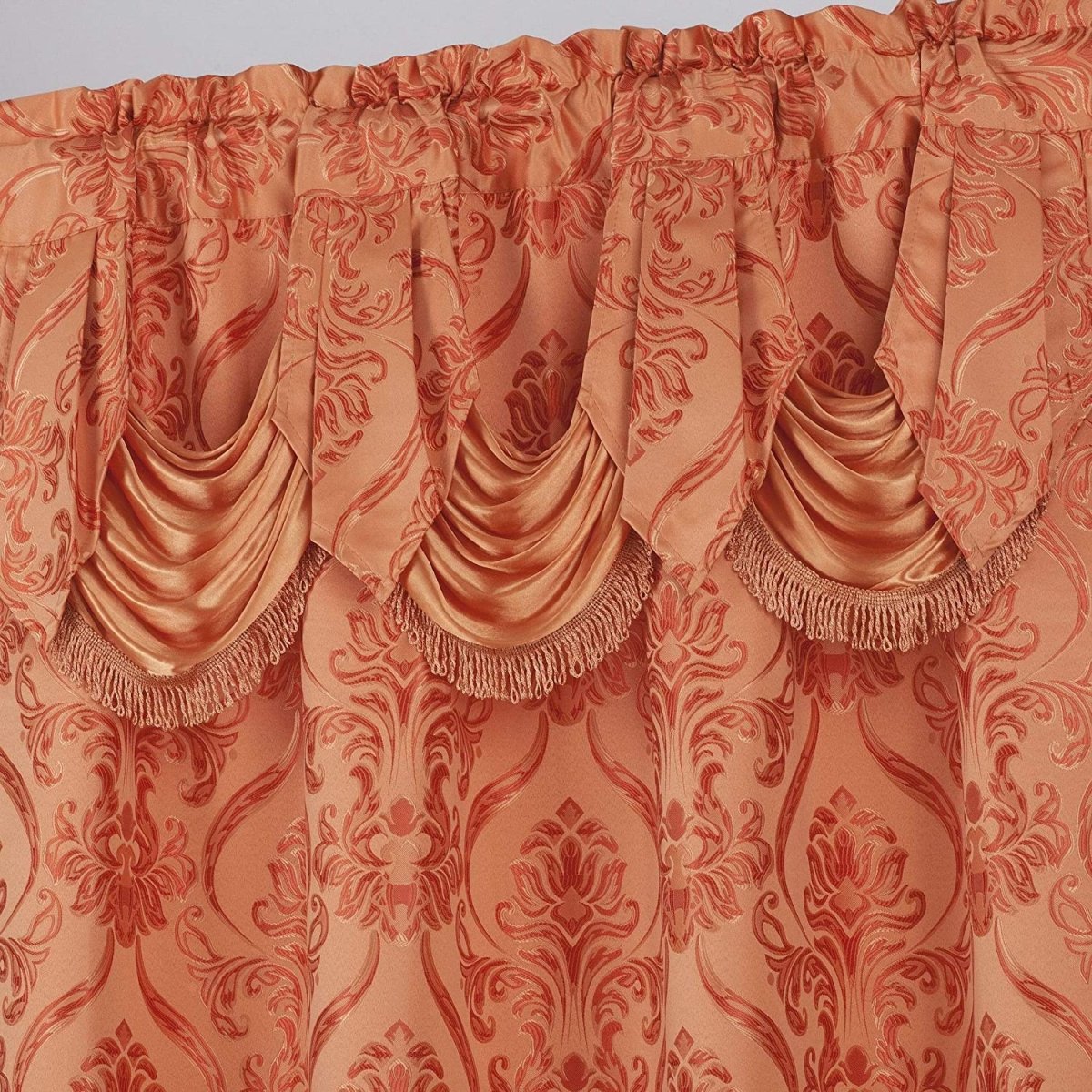 6 Piece Drape Set with Attached Valance and Sheer with 2 Tie Backs - Anna's Linens