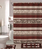 18 Pieces Shower Curtain with Matching Fabric Hook Embroidery Bath MatContour Rug and Towel Set