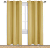 Set of 2 Blackout Window Curtains and Drapes for Kitchen Window Treatment Thermal Insulated Solid Grommet Blackout Drapery Panels