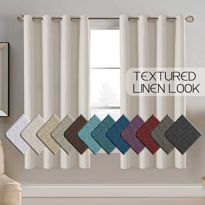 Linen Room Darkening Light Blocking Thermal Insulated Heavy Weight Textured Rich Burlap Curtain 1 Panel - Anna's Linens Store
