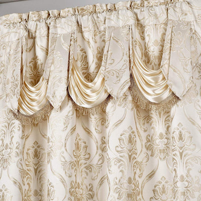6 Piece Drape Set with Attached Valance and Sheer with 2 Tie Backs
