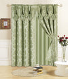 6 Piece Drape Set with Attached Valance and Sheer with 2 Tie Backs