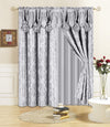 6 Piece Drape Set with Attached Valance and Sheer with 2 Tie Backs