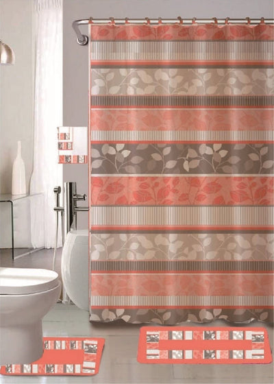 18 Pcs Shower Curtain Embroidery Bath Mat Contour Rug Towel Set - Anna's Linens Store