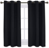 Set of 2 Blackout Window Curtains and Drapes for Kitchen Window Treatment Thermal Insulated Solid Grommet Blackout Drapery Panels