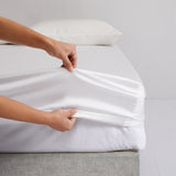 100% Silk Fitted Sheet White Solid Color Pillowcases Elastic Band - Anna's Linens Store