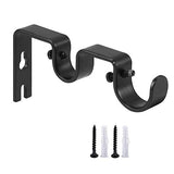 Heavy Duty Curtain Rod Brackets Double Rod Holders Double Curtain Rod Brackets 1" and 5/8" Inch Rod Set of 2 Black / - Anna's Linens Store