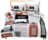 Duvet Cover Set Soft London Themed Comforter Cover Set 3 Pieces - Anna's Linens Store