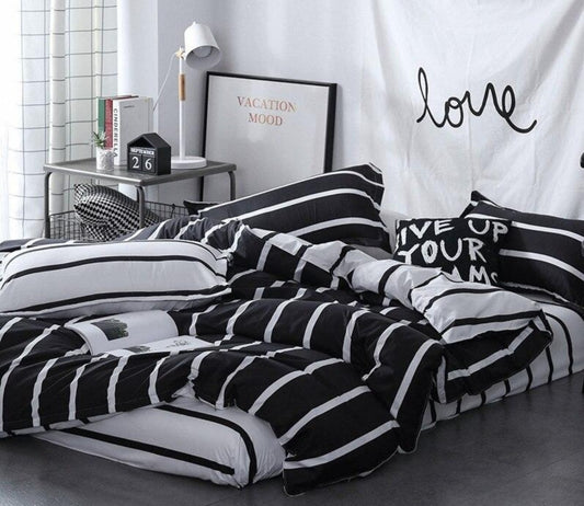 Monochromatic Stripes Duvet Bedding Set King Size - Anna's Linens Store