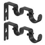 Heavy Duty Curtain Rod Brackets Double Rod Holders Double Curtain Rod Brackets 1" and 5/8" Inch Rod Set of 2 Black / - Anna's Linens Store