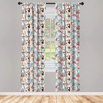 Leopard Texture Illustration Exotic Fauna Inspired Pattern Lightweight Decorative Panels Window Curtains Set of 2 Rod Pocket - Anna's Linens Store