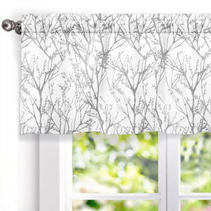 Tree Branch Abstract Printing Lined Thermal Insulated Window Curtain Silver Gray Pack of 2 - Anna's Linens Store