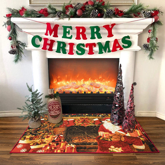 Christmas Runner Rug Santa Welcome Front Door Mat Indoor Outdoor Non Slip Doormat Xmas Holiday Decor Carpet for Living Room Bedroom Bath Kitchen Entrance - Anna's Linens Store