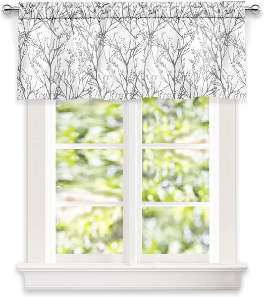Tree Branch Abstract Printing Lined Thermal Insulated Window Curtain Silver Gray Pack of 2 - Anna's Linens Store
