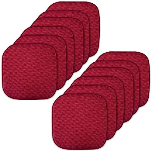 Pack of 4. Memory Foam Chair Cushion Honeycomb Pattern Slip Non Skid Rubber Back Softness Rounded Square 16