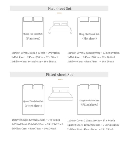 Beauty 25 Momme Mulberry Silk Flat/Fitted Sheet Duvet Cover Set