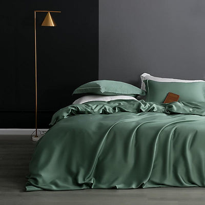 Beauty 25 Momme Mulberry Silk Flat/Fitted Sheet Duvet Cover Set