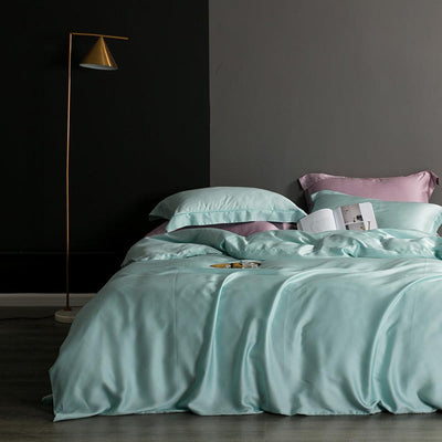 Beauty 25 Momme Mulberry Silk Flat/Fitted Sheet Duvet Cover Set