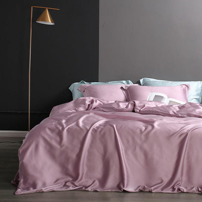 Beauty 25 Momme Mulberry Silk Flat/Fitted Sheet Duvet Cover Set