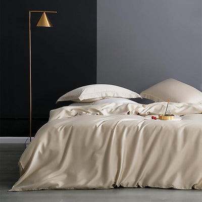 Beauty 25 Momme Mulberry Silk Flat/Fitted Sheet Duvet Cover Set