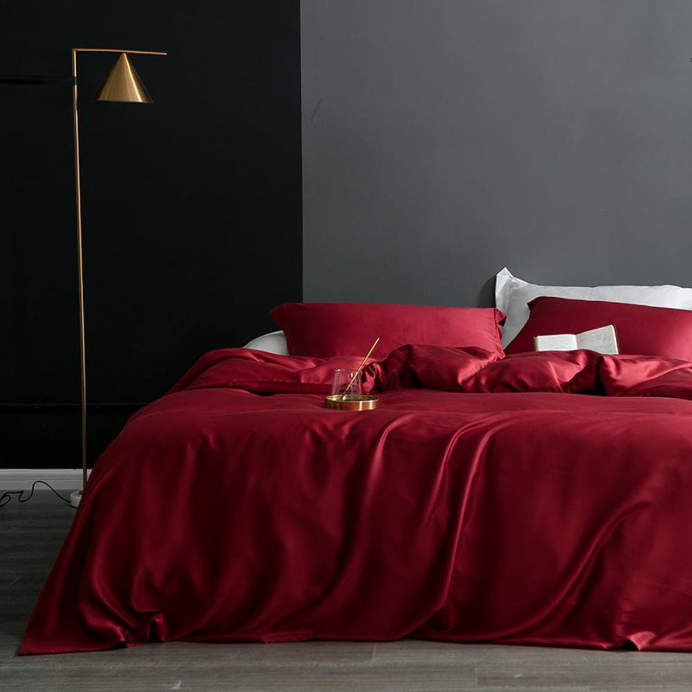 Beauty 25 Momme Mulberry Silk Flat/Fitted Sheet Duvet Cover Set