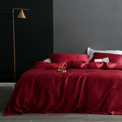Beauty 25 Momme Mulberry Silk Flat/Fitted Sheet Duvet Cover Set