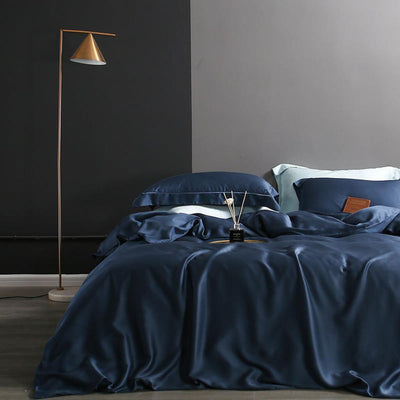 Beauty 25 Momme Mulberry Silk Flat/Fitted Sheet Duvet Cover Set