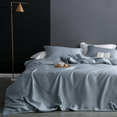 Beauty 25 Momme Mulberry Silk Flat/Fitted Sheet Duvet Cover Set