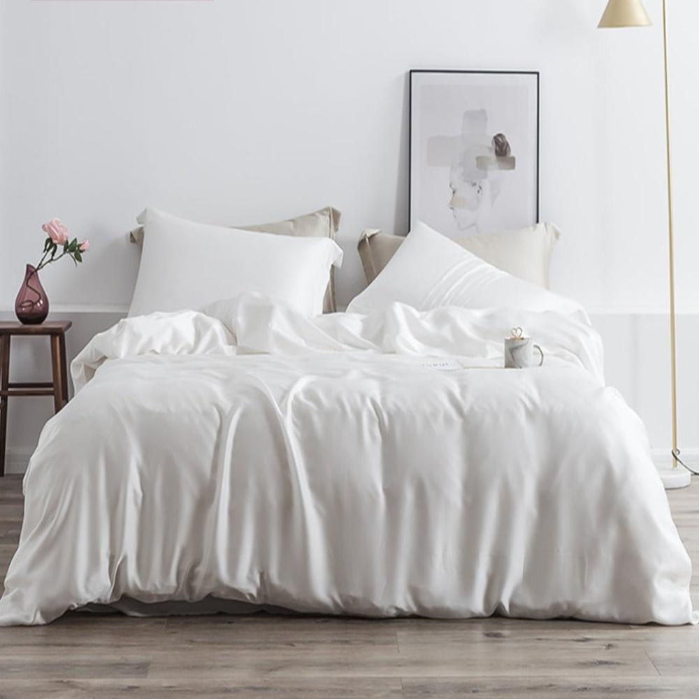 Beauty 25 Momme Mulberry Silk Flat/Fitted Sheet Duvet Cover Set