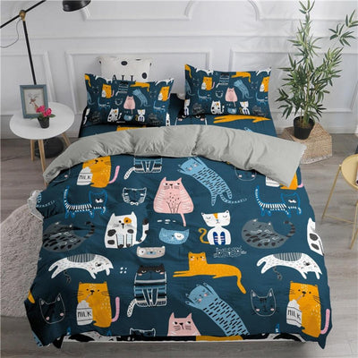 Cartoon Duvet Cover Set Cute Cats 3D Printed | Anna's Linens
