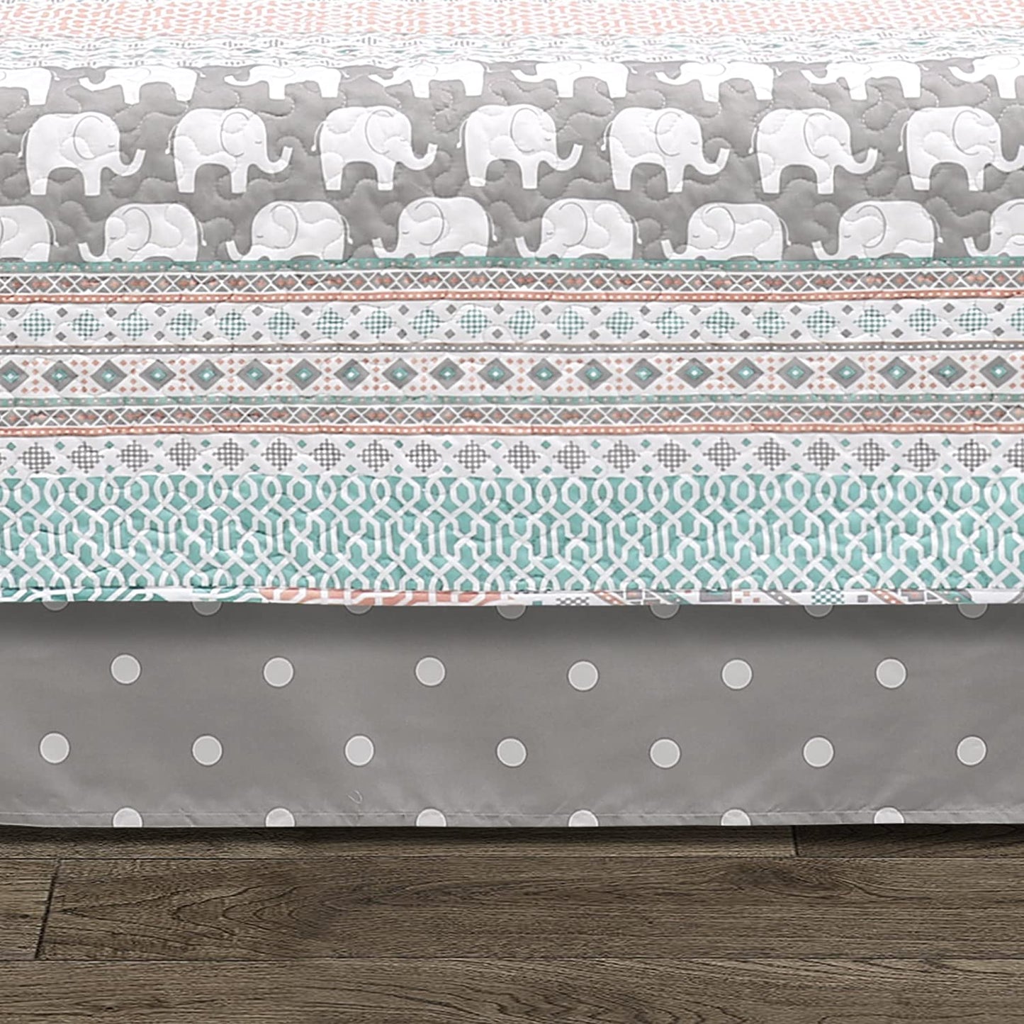 Elephant Stripe 6 pcs Day Bed Bedding Set Bed Skirt Pillow Shams Cases