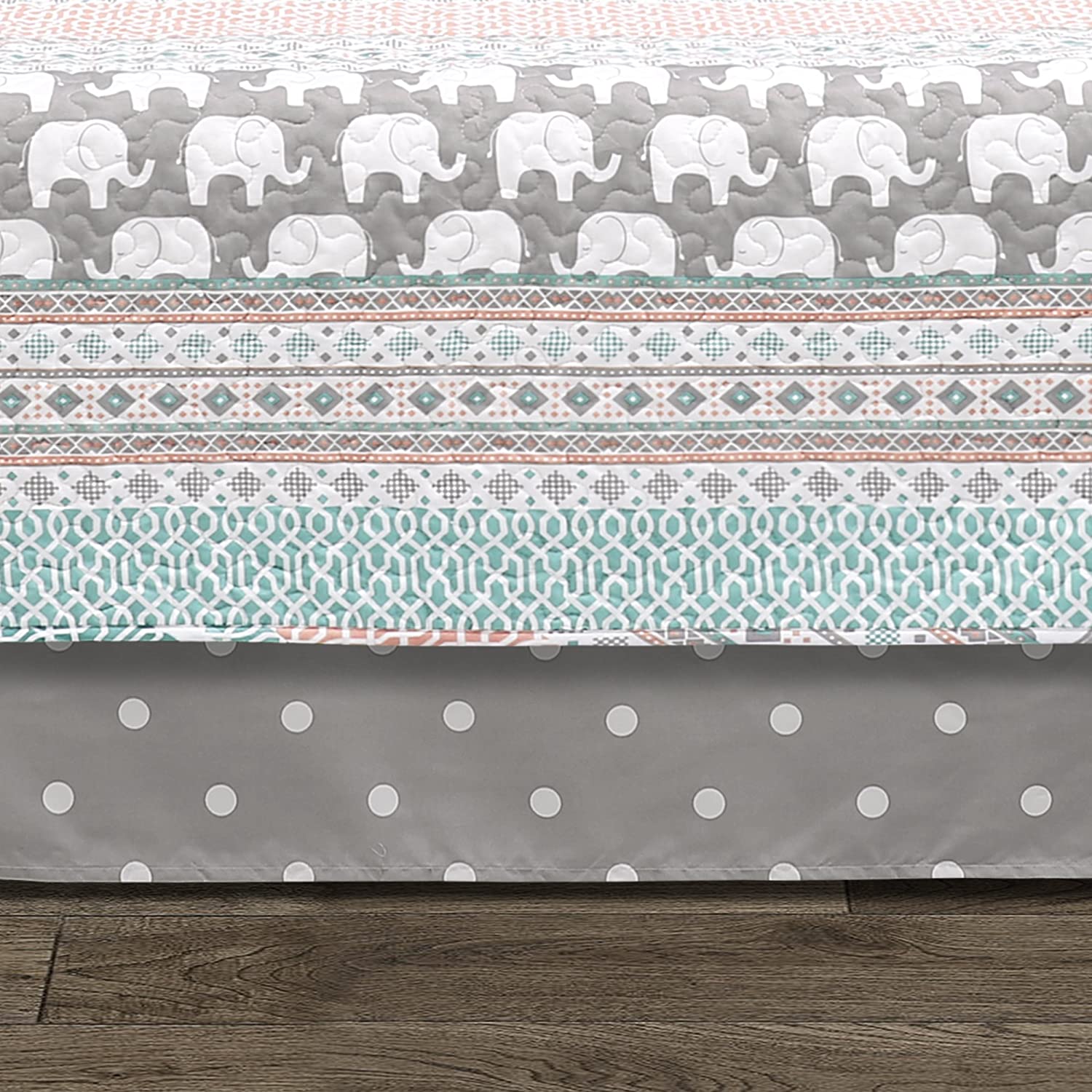 Elephant Stripe 6 pcs Day Bed Bedding Set Bed Skirt Pillow Shams Cases