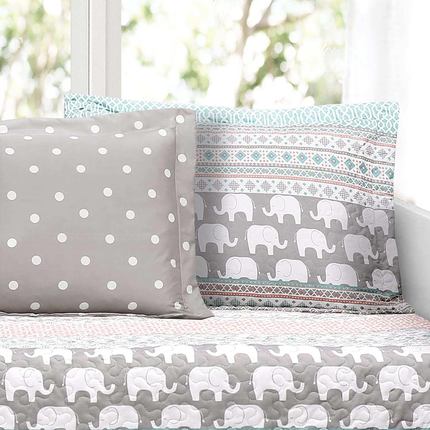 Elephant Stripe 6 pcs Day Bed Bedding Set Bed Skirt Pillow Shams Cases
