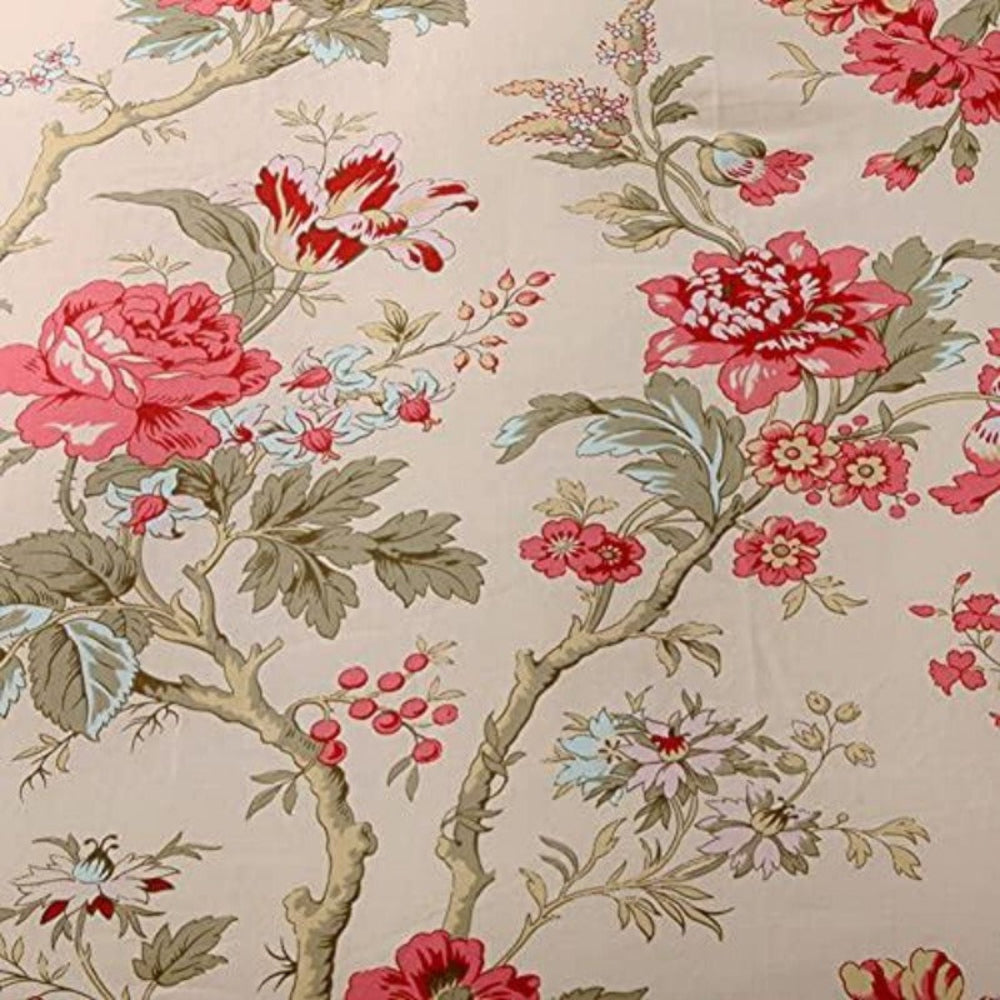 Garden Style 3 Pcs Red Flower Leaf Cotton Reversible Duvet Cover Set