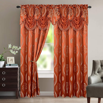 Luxurious Beautiful Curtain Panel Set with Attached Valance & Backing