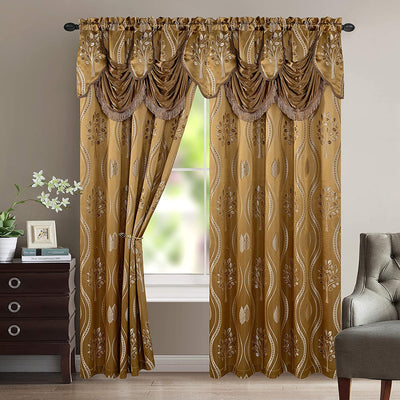 Luxurious Beautiful Curtain Panel Set with Attached Valance & Backing