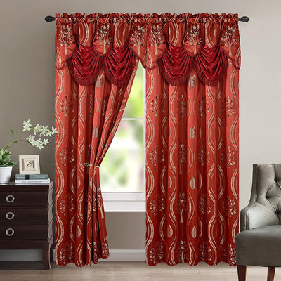 Luxurious Beautiful Curtain Panel Set with Attached Valance & Backing