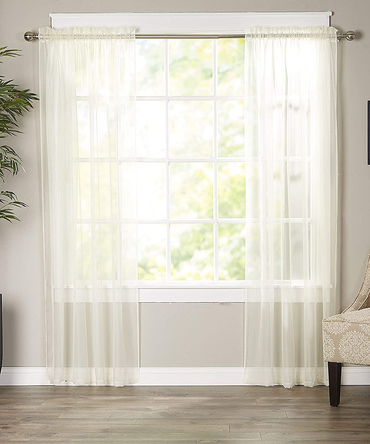 Luxury Sheer Curtains Window Treatment Panels with Rod Pocket - Anna's Linens