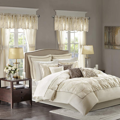 Master Bedroom 24 Piece Room-in-a-Bag Bedding Faux Silk Comforter Set - Anna's Linens Store
