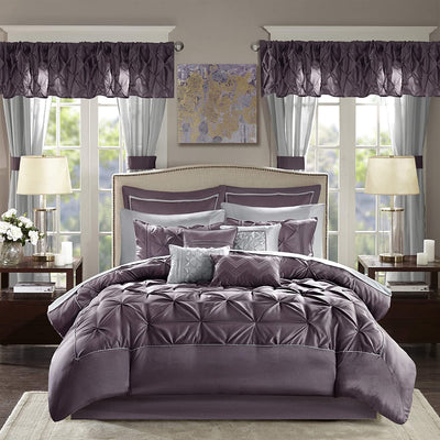 Master Bedroom 24 Piece Room-in-a-Bag Bedding Faux Silk Comforter Set