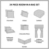 Master Bedroom in a Bag 24 Pcs Faux Silk Comforter Jacquard Set