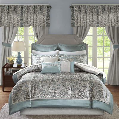 Master Bedroom in a Bag 24 Pcs Faux Silk Comforter Jacquard Set