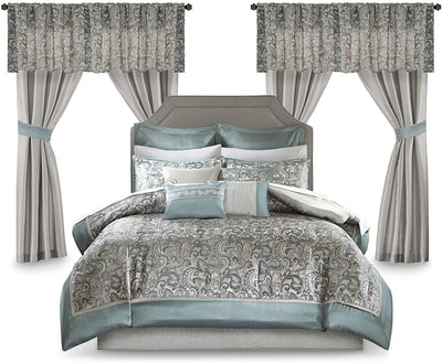 Master Bedroom in a Bag 24 Pcs Faux Silk Comforter Jacquard Set