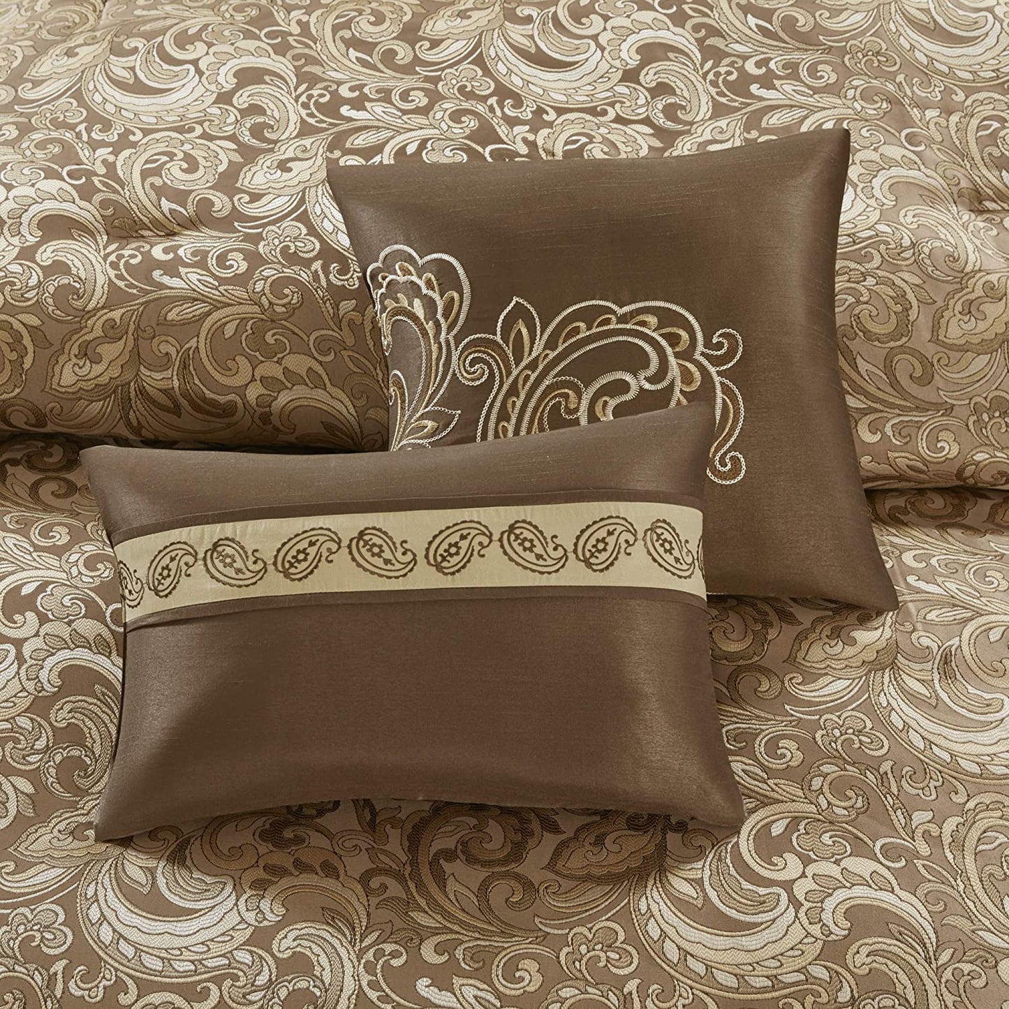 Master Bedroom in a Bag 24 Pcs Faux Silk Comforter Jacquard Set