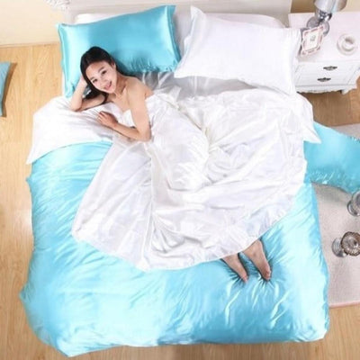 Pure Satin Silk Duvet Cover Double-Sided 4 pcs Set | Anna's Linens