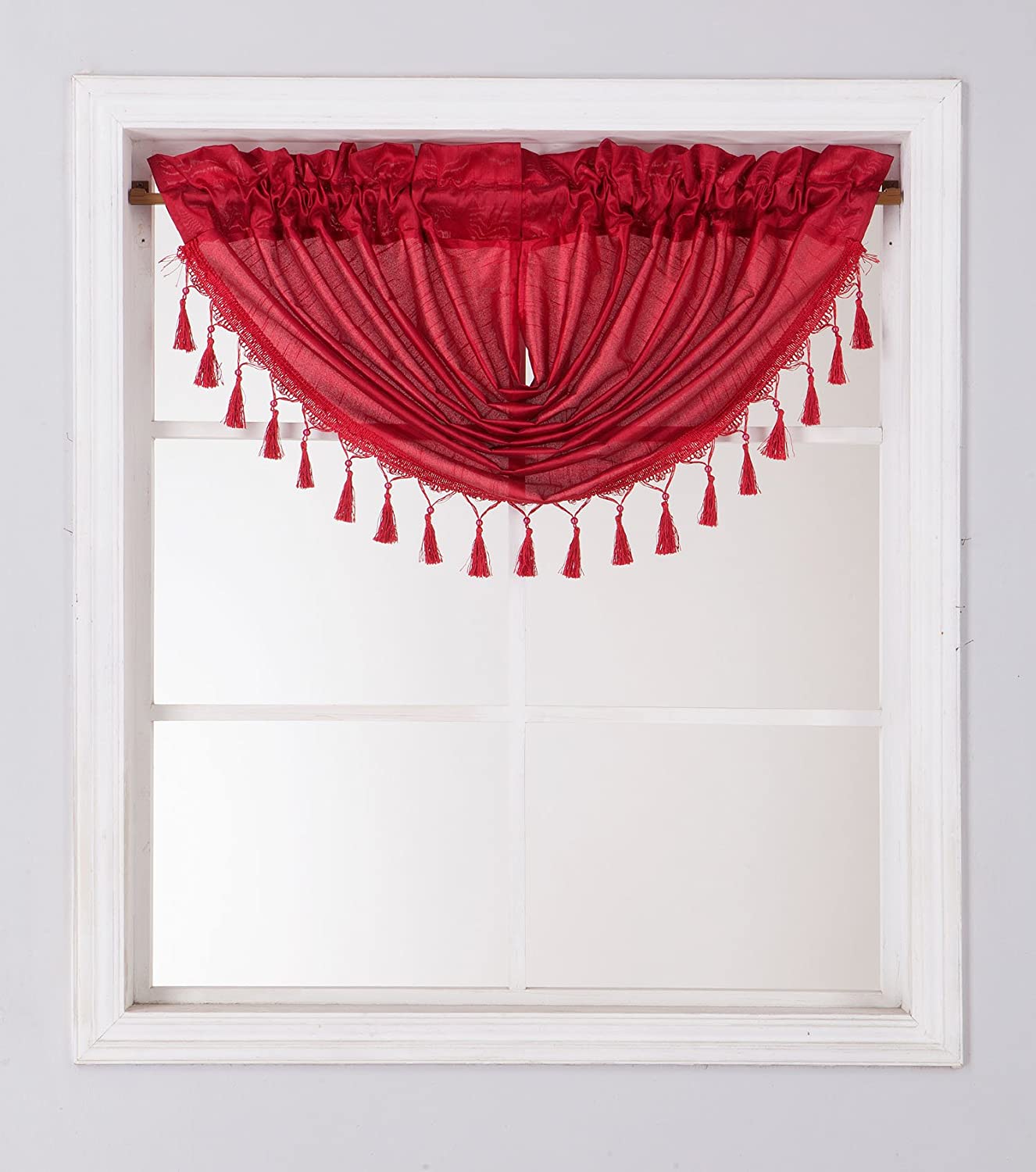 Silk Semi Sheer Waterfall Valance Swag Window Curtain | Anna's Linens
