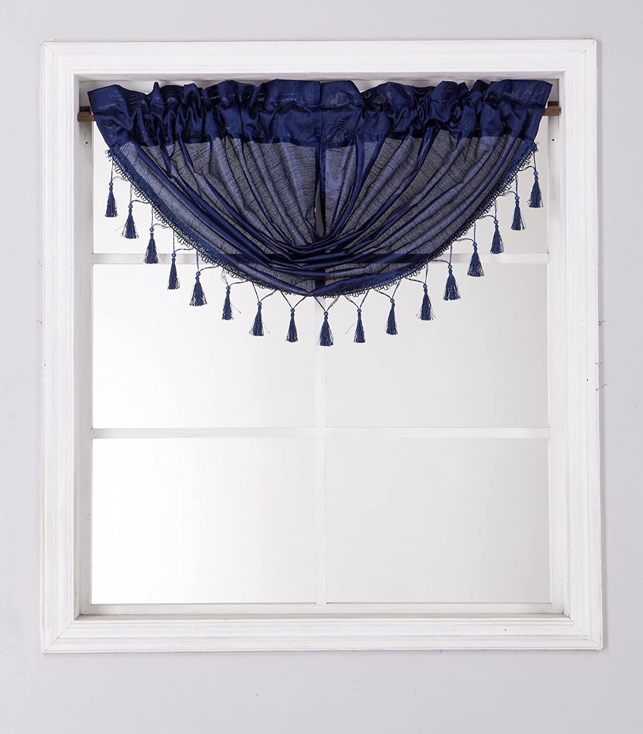 Silk Semi Sheer Waterfall Valance Swag Window Curtain | Anna's Linens