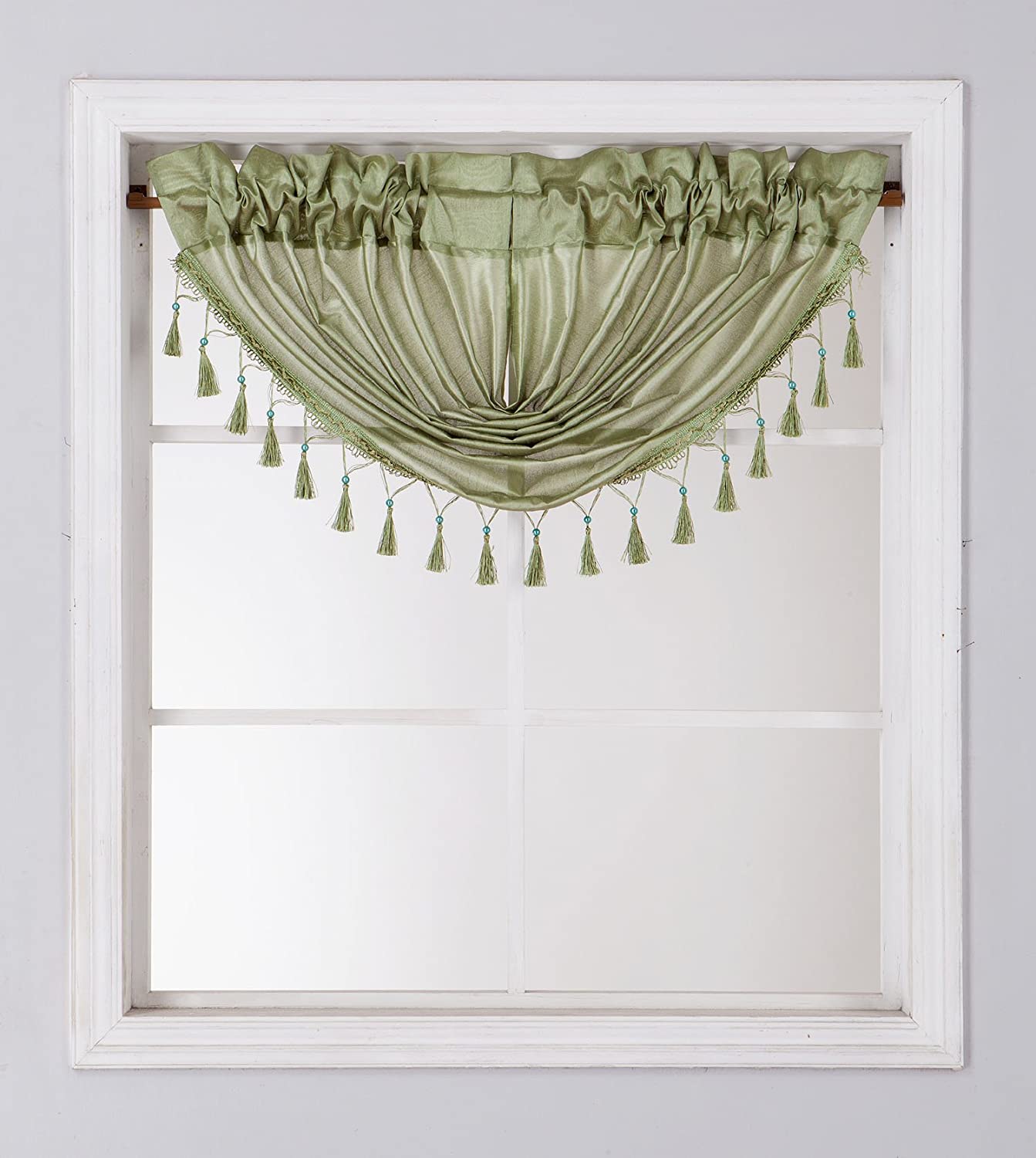 Silk Semi Sheer Waterfall Valance Swag Window Curtain | Anna's Linens