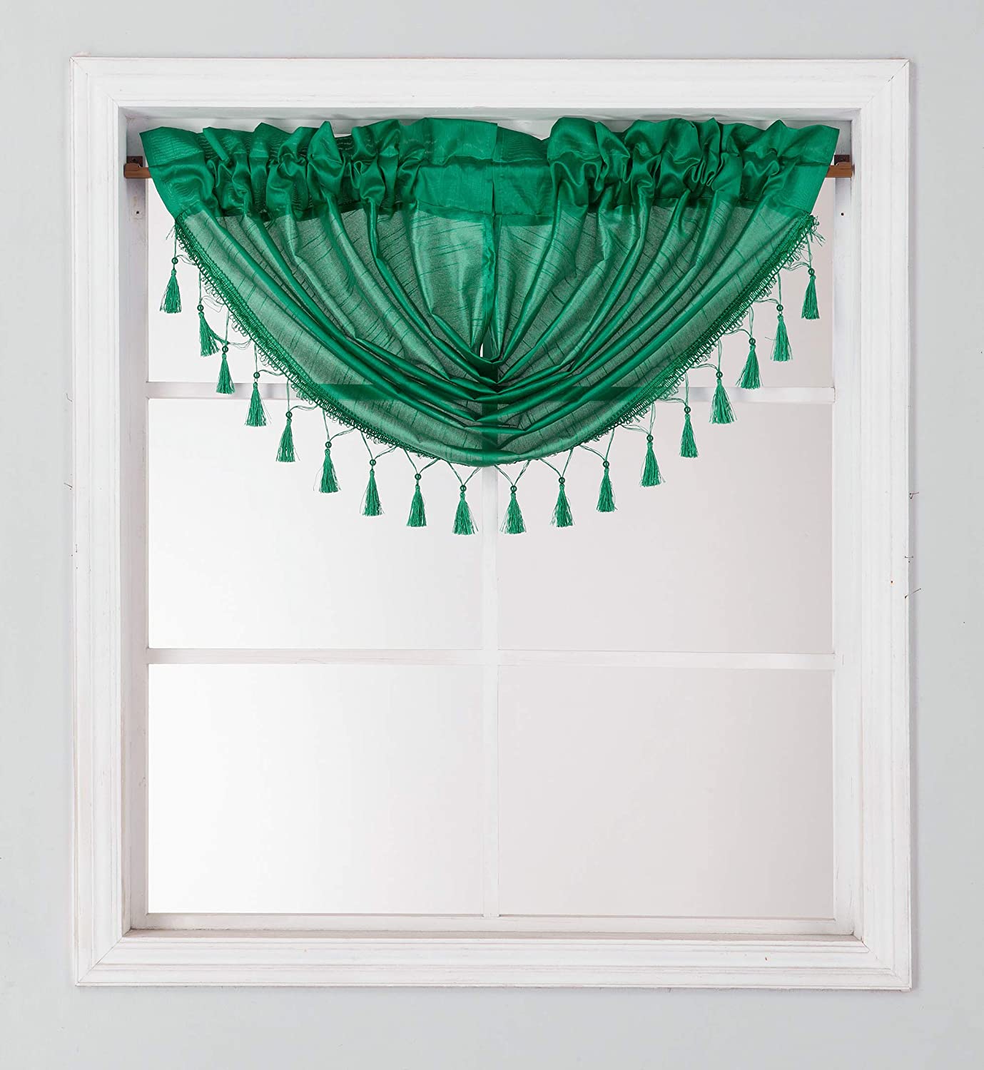 Silk Semi Sheer Waterfall Valance Swag Window Curtain | Anna's Linens